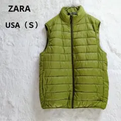 ザラ　中綿ベスト　S　カーキ　ポケット付