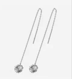 BLOOM K10ホワイトゴールド キュービックジルコニア チェーンピアス