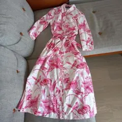 ZARA ピンク　花柄シャツワンピース　 M