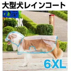 【セール】②大型犬用レインコート（透明フード付き） 　水色　 6XL　犬