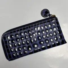 クロコダイル風 エナメル 長財布 ブルー L字ファスナー 札入れ 小銭入れ 小物のサムネイル