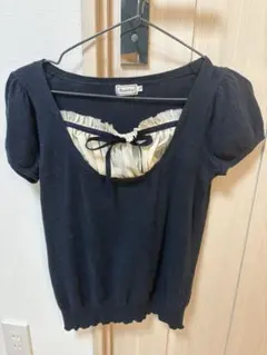 Anatelier ネイビー 半袖ニット 38