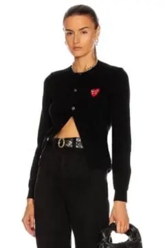 CommedesGarçonsPlayダブルハートカーディガンブラック サイズM