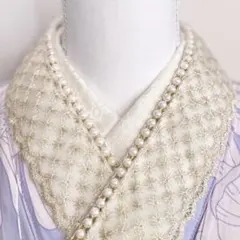 成人式振袖　パール重ね襟レース半衿フリル伊達襟卒業式袴　浴衣着物　帯飾り　七五三