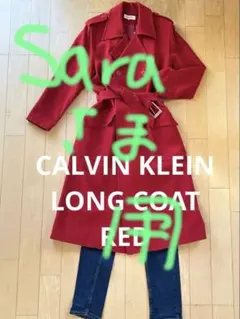 Calvin Klein 赤 ダブルブレストロングコート サイズ9