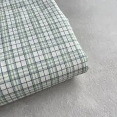 韓国生地 先染コットン チェック柄 パステルグリーン 巾110×100cm