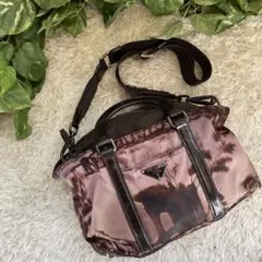 レア！プラダ　PRADA 2way ショルダーバッグ　三角ロゴ　ブラウン