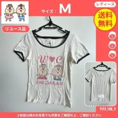 【W❤️C】 (M) リユース品: Tシャツ リンガーTシャツ くまたんのサムネイル