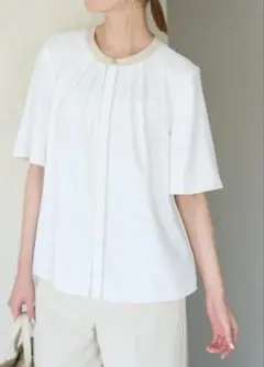 ロペピクニック パイピングタックブラウス ホワイト 白 ベージュ