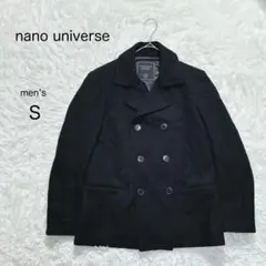 【ナノユニバース】ウール混Pコート 【S】ダブル 黒 アウター メンズ