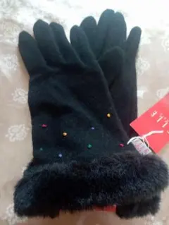 ELLEエルレディース手袋【新品未使用】黒ファー付き