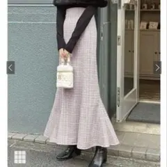 ラメチェックツイードマーメイドスカート[dk1080]