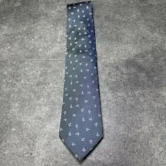 【極美品】HERMES エルメス ネクタイ H柄 Hチェーン ブルー系 シルク