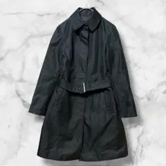 Z0007　オゾック　トレンチコート　ベルト付き　ミドル丈　ブラック　38　通勤
