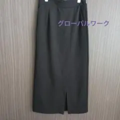 グローバルワーク　スゴラクストレッチIラインスカート　ブラック　Lサイズ