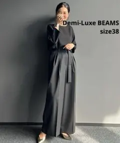 Demi-Luxe BEAMS バックル2タックワイドパンツ　黒　38 未使用品