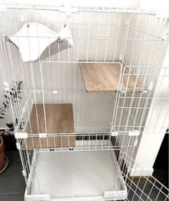 キャットケージ ホワイト 2段構造 ハンモック付きのサムネイル