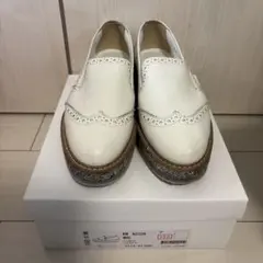 ダイアナ　厚底 グリッター ローファー　ホワイト　ラメ付き　23.5センチ