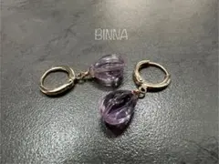 ✴︎14kgf✴︎ラベンダーアメジスト カービングドロップフープピアスorイヤリング