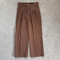 キャメル プリーツ入り ツータック　ワイド　スラックス