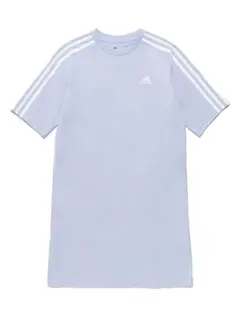 adidas エッセンシャルズ 3ストライプス Tシャツ ワンピース 水色