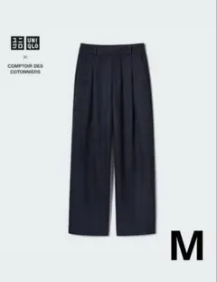 美品 ユニクロ ブラッシュドジャージータックワイドパンツ ダークグレー M