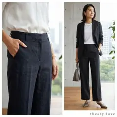 theory luxe セオリーリュクス【40】スラックス 黒 ビジネス 麻 L