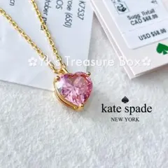 Z162/kate spade/ピンク /ジルコニア ハートペンダントネックレス