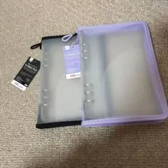 ダイソー A5 6リングファイル パープル ブラック シール帳 バインダー 2点