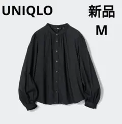 UNIQLO コットンボリュームスリーブブラウス 長袖 ブラック Mのサムネイル