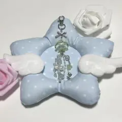 クラゲ 海月 ビーズキーホルダー 黄緑
