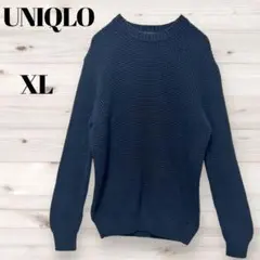 ユニクロ コットンニット セーター ネイビー XL メンズ　美品