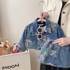 【新品未使用】花柄デニムセットアップ140サイズ