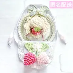 いつぬい ぬい用 春 帽子 パール いちご スタイ よだれかけ 白 モン