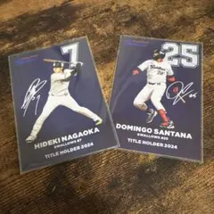 プロ野球チップス2025 ヤクルト 長岡秀樹 サンタナ サインカード 2枚セット