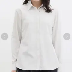 レディース　シャツ　ブラウス　ストライプ　長袖　オフィス　Mサイズ　長袖シャツ