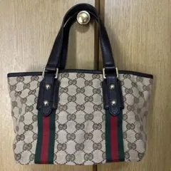 【美品】GUCCI シェリーライン ミニトート バッグ GGキャンバス