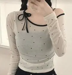 amood shein ドット トップス