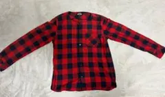 BEAMS 赤と紺のチェック柄 長袖シャツ L