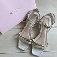 美品】 DIANA ダイアナ ゴールド ストラップサンダル クリアヒール 靴