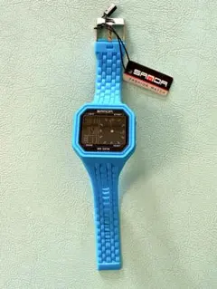 新品未使用 SANDA 反転液晶 腕時計 ライトブルー