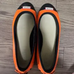 HUNTER フラットシューズ　希少　オレンジ　レインシューズ　ブーツ　ハンター