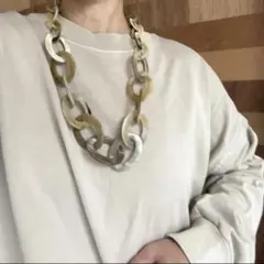 オリジナル❣️オーバル3種 バッファローホーンネックレス 水牛 