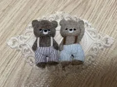 作家様 羊毛フェルト くまちゃん ブローチ ハンドメイド 2個セット 未使用