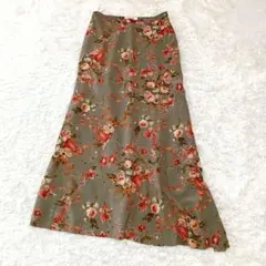 INGEBORG インゲボルグ レトロ花柄 ロングスカート アシンメトリー