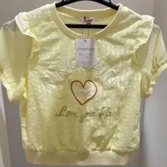 【未使用】【PINK LATTE】半袖Tシャツ　フリル付き　レモンイエロー
