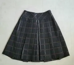 BURBERRYバーバリーブラックレーベルクロスライン柄スカート３６ダークグレー