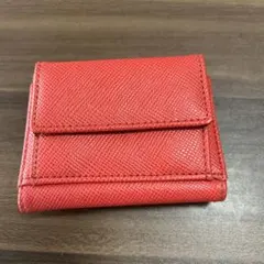 三つ折り財布 オレンジ レザー コンパクト