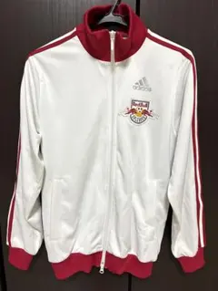 adidas トラックジャケット ホワイト レッド - メルカリ