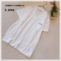 【コムシコムサ】Tシャツ L ホワイト シンプル コットン100% 定番のサムネイル